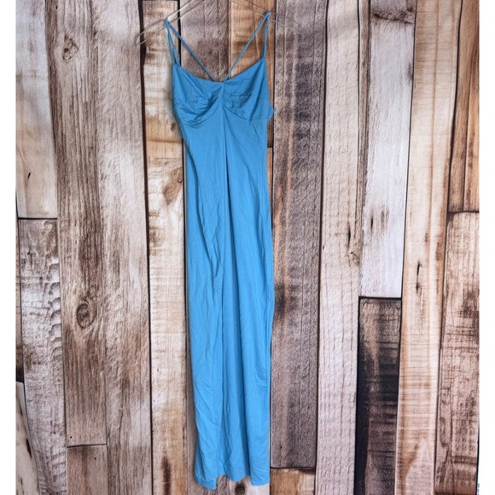 Reformation Lainey Midi Dress Blue Bodycon Summer Coastal Clean Feminine  Medium